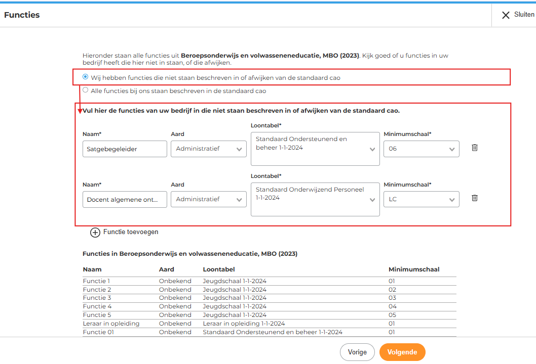 Functies toevoegen